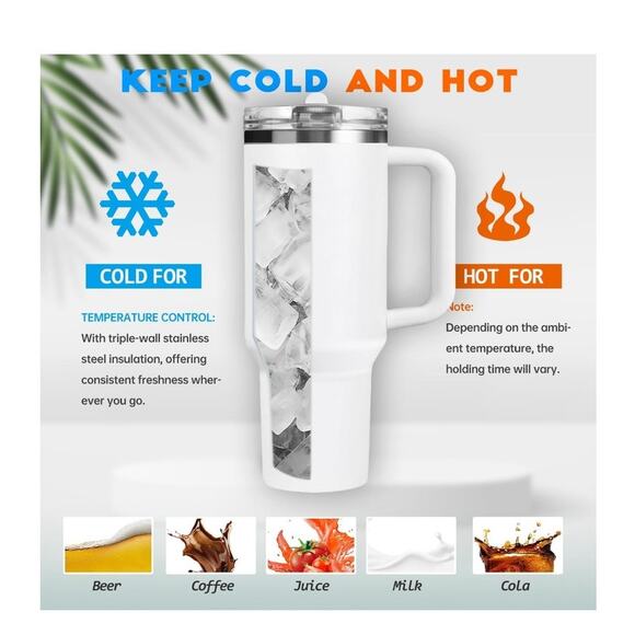 30 oz Tumbler with Handle Detachable Flip Straw Vacuum Insulated Leak Proof - Picture 4 of 6